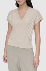 DKNY Rib Short Sleeve Sweater
