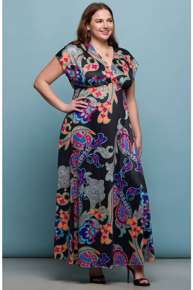 Paisley Knit Maxi Dress, Alternate, color, BLACK MULTI