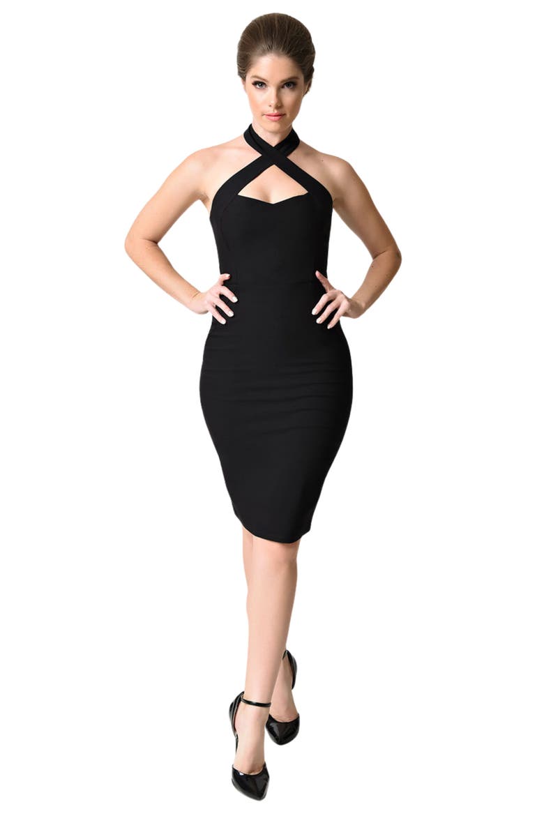 Penelope Wiggle Dress, Main, color, Black