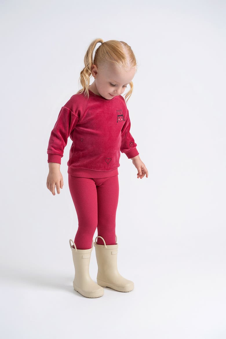 Princess Print Velour Sweatshirt and Leggings Set, Alternate, color, Cream
