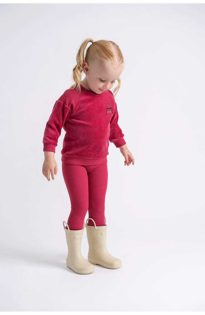 Charlotte & George Princess Print Velour Sweatshirt and Leggings Set, Alternate, color, Berry