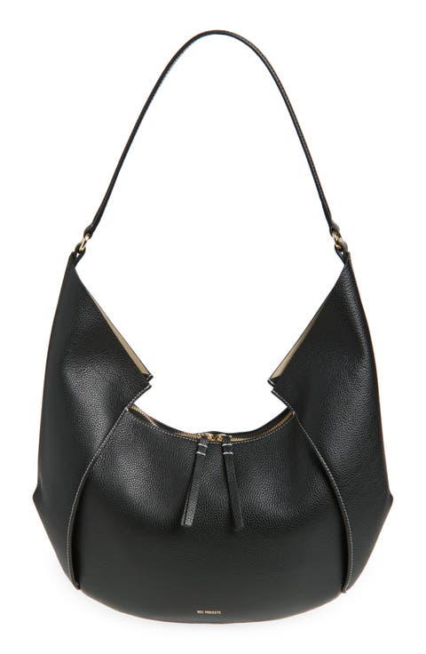 Large Riva Pebbled Leather Hobo Bag