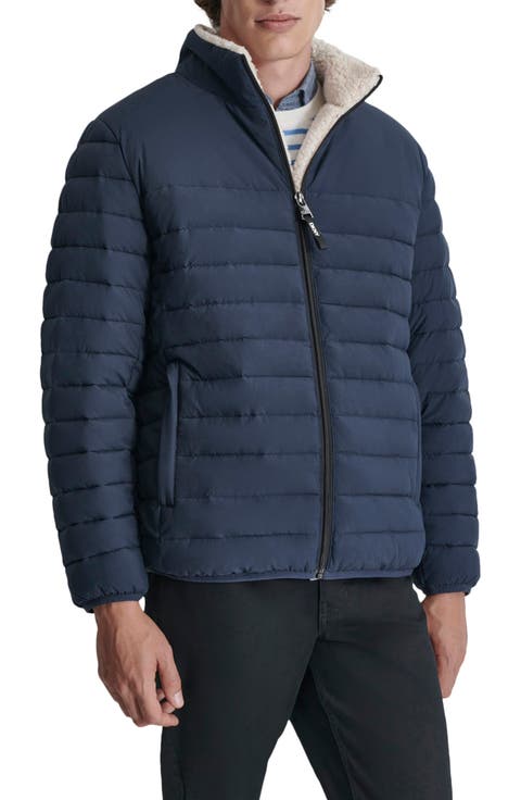 Water Resistant Faux Shearling Lined Quilted Jacket