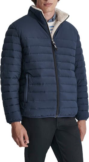 DKNY Water Resistant Faux Shearling Lined Quilted Jacket