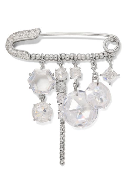 Opulence Cubic Zirconia Safety Pin Brooch