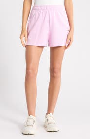 DKNY Metallic Logo High Rise French Terry Shorts
