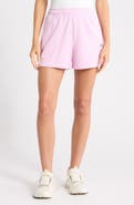 DKNY Metallic Logo High Rise French Terry Shorts