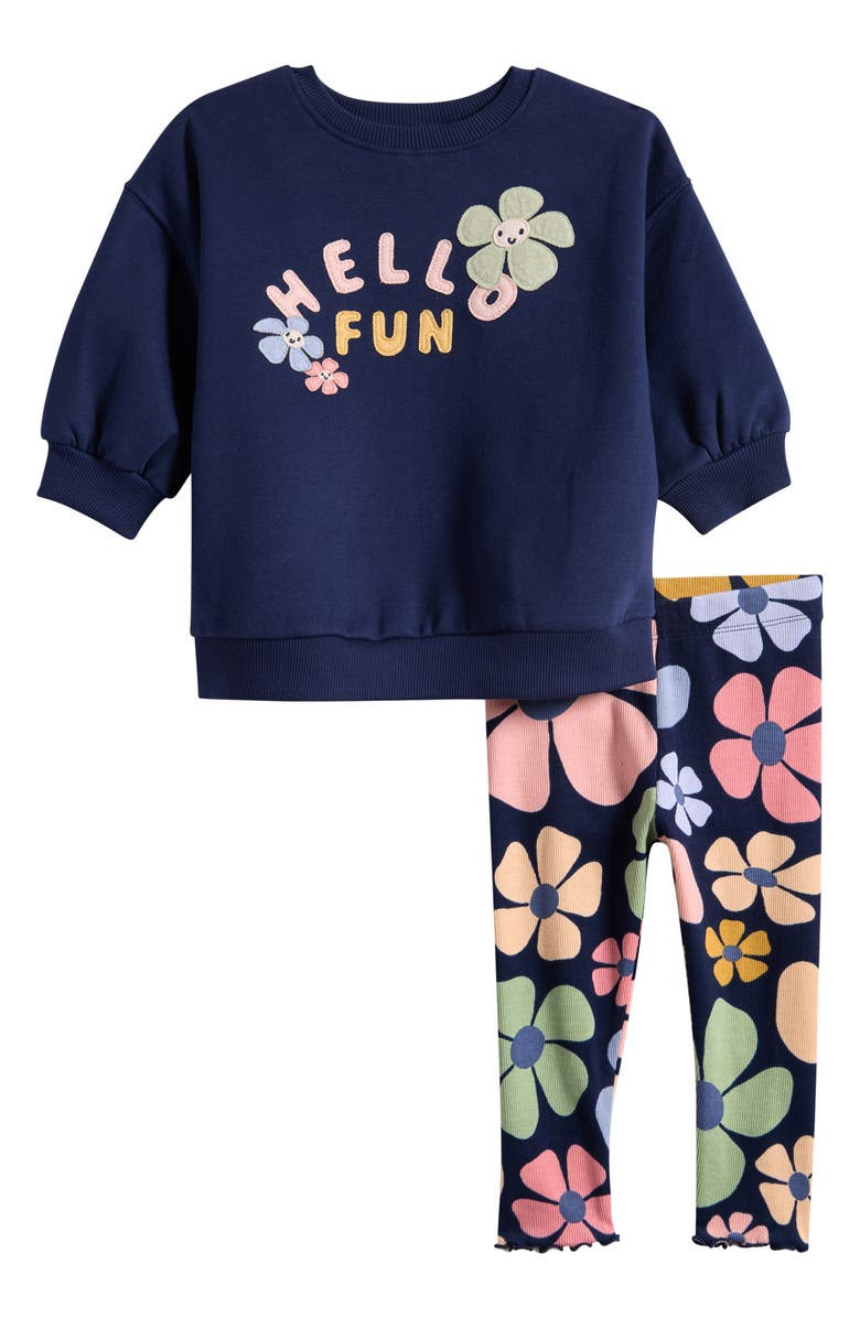 NEXT Kids' Graphic Sweatshirt & Leggings Set, Main, color, Blue