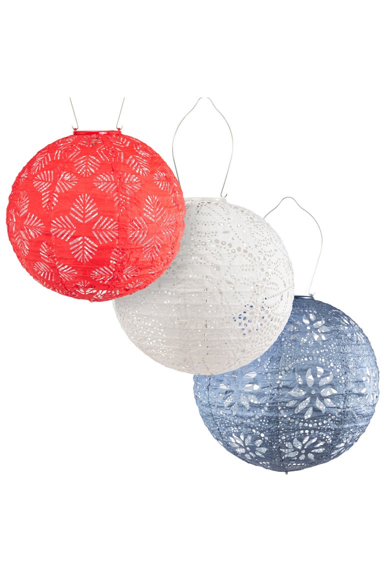 Soji Stella Red White Blue Solar Lantern 3-pack, Main, color, Multi Color