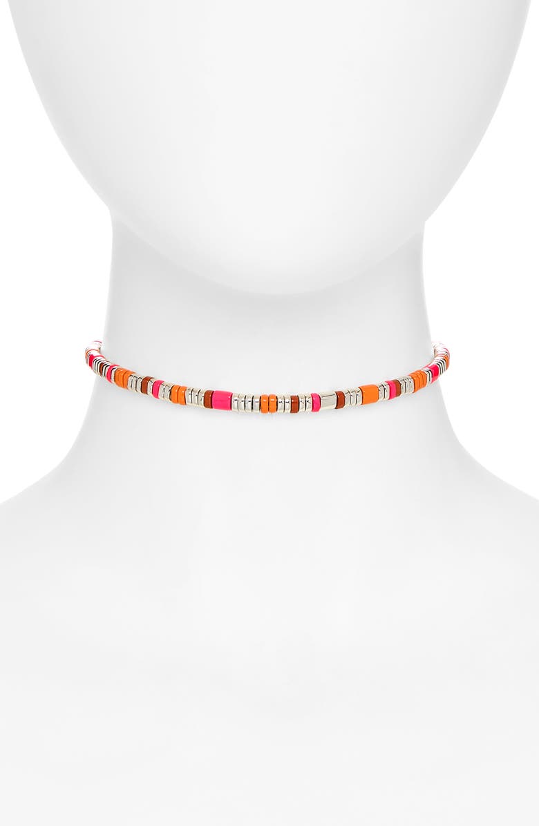 John Hardy Colorblock Silver 5mm Necklace with Red Jasper with Neon Pink Enamel & Orange Enamel, Main, color, Silver Pink