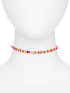 John Hardy Colorblock Silver 5mm Necklace with Red Jasper with Neon Pink Enamel & Orange Enamel