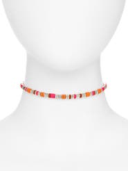 John Hardy Colorblock Silver 5mm Necklace with Red Jasper with Neon Pink Enamel & Orange Enamel