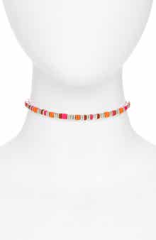 John Hardy Colorblock Silver 5mm Necklace with Red Jasper with Neon Pink Enamel & Orange Enamel