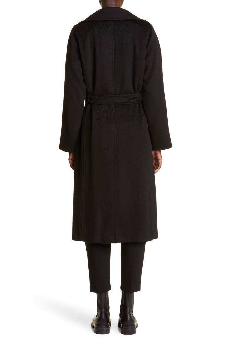 Manuela Camel Hair Wrap Coat, Alternate, color, BLACK