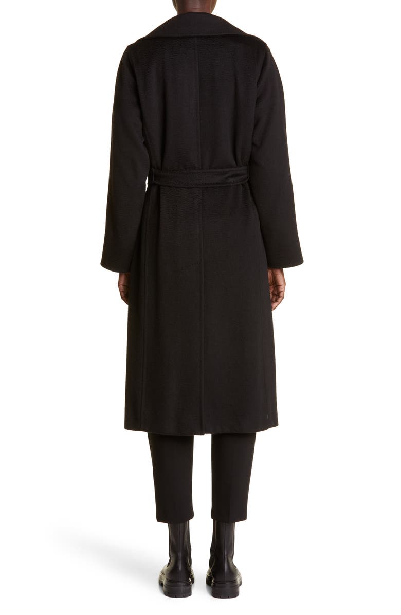 Max Mara Manuela Camel Hair Wrap Coat, Alternate, color, Black