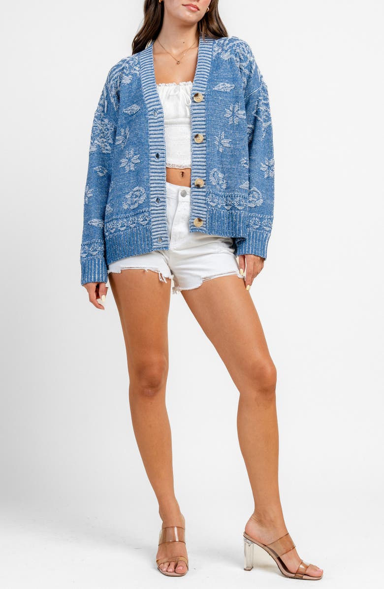 Beivy Pattern Button-Up Cardigan, Alternate, color, Blue Print