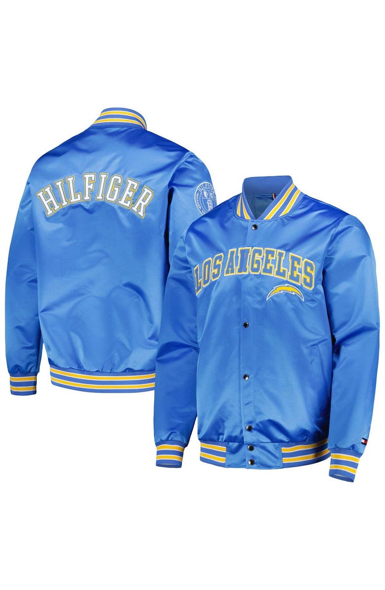 Tommy Hilfiger Men's Tommy Hilfiger Powder Blue Los Angeles Chargers Elliot Varsity Full-Snap Jacket, Main, color,