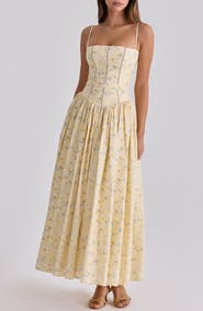 HOUSE OF CB Ysabella Floral Stretch Cotton Maxi Sundress