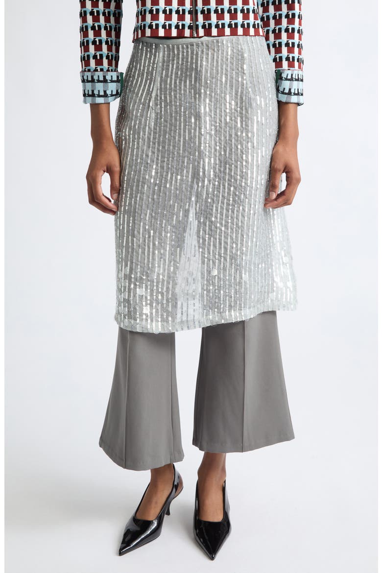 Isabella Sequin Stripe Silk Skirt, Alternate, color, OYSTER