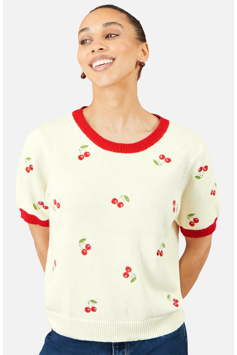 100% Cotton Crew Neck Knitted Top, Alternate, color, Ivory