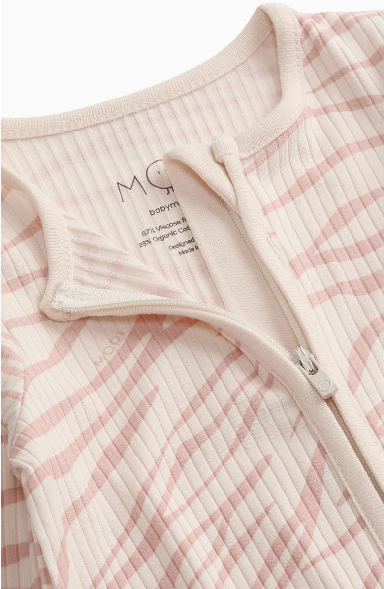 MORI Ribbed Two Way Zip-Up Sleepsuit, Alternate, color, Zebra Rose