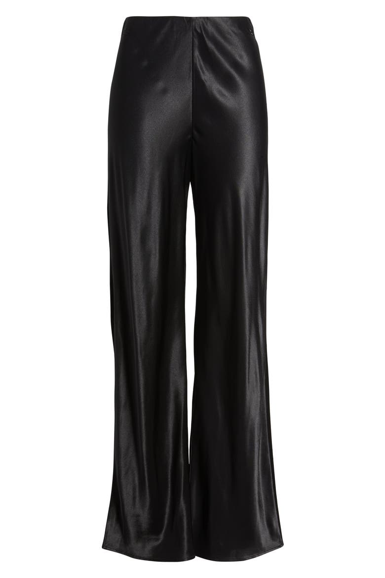 Silvi Satin Pants, Alternate, color, BLACK