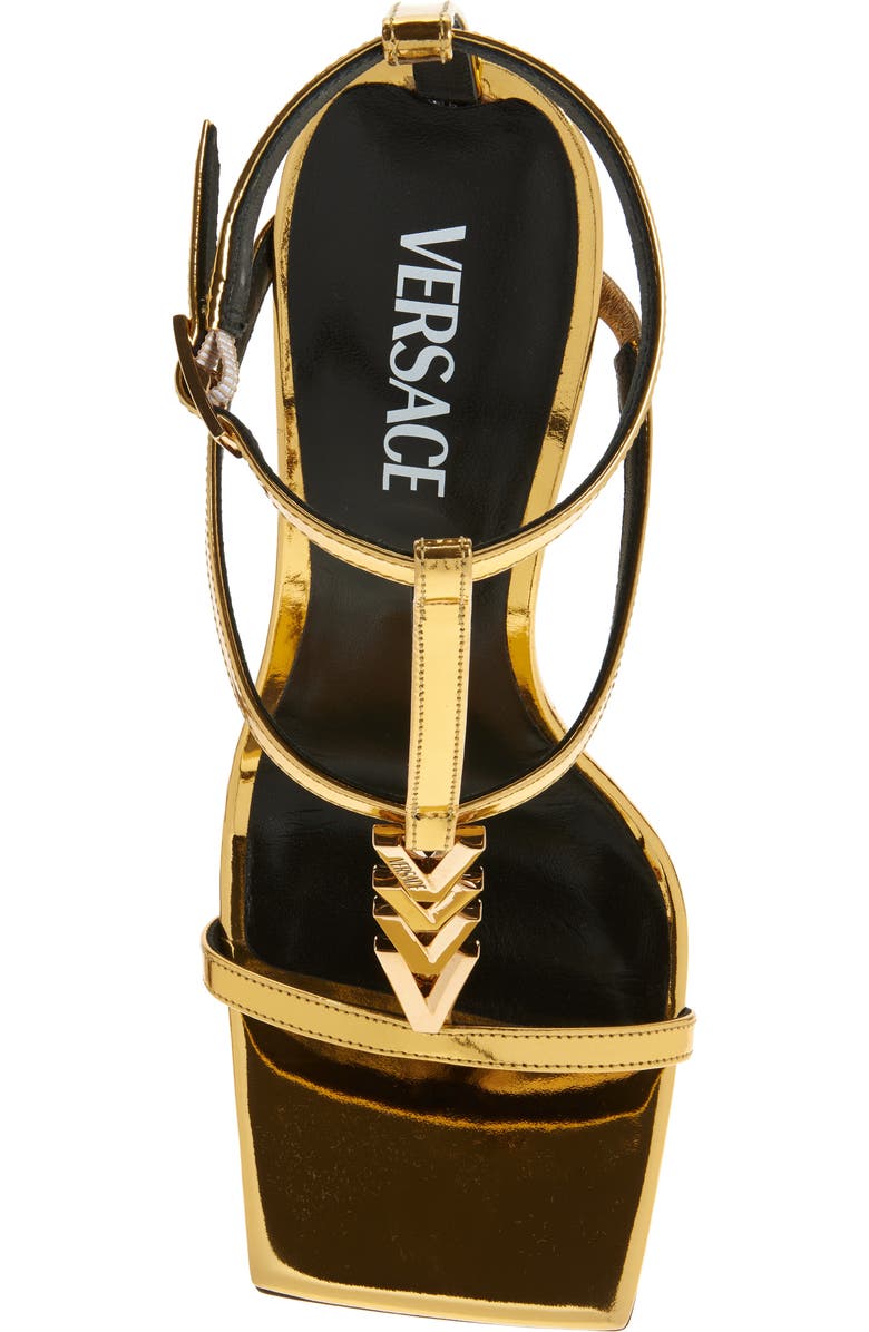 Versace V2025 Chain Metallic Sandal, Alternate, color,