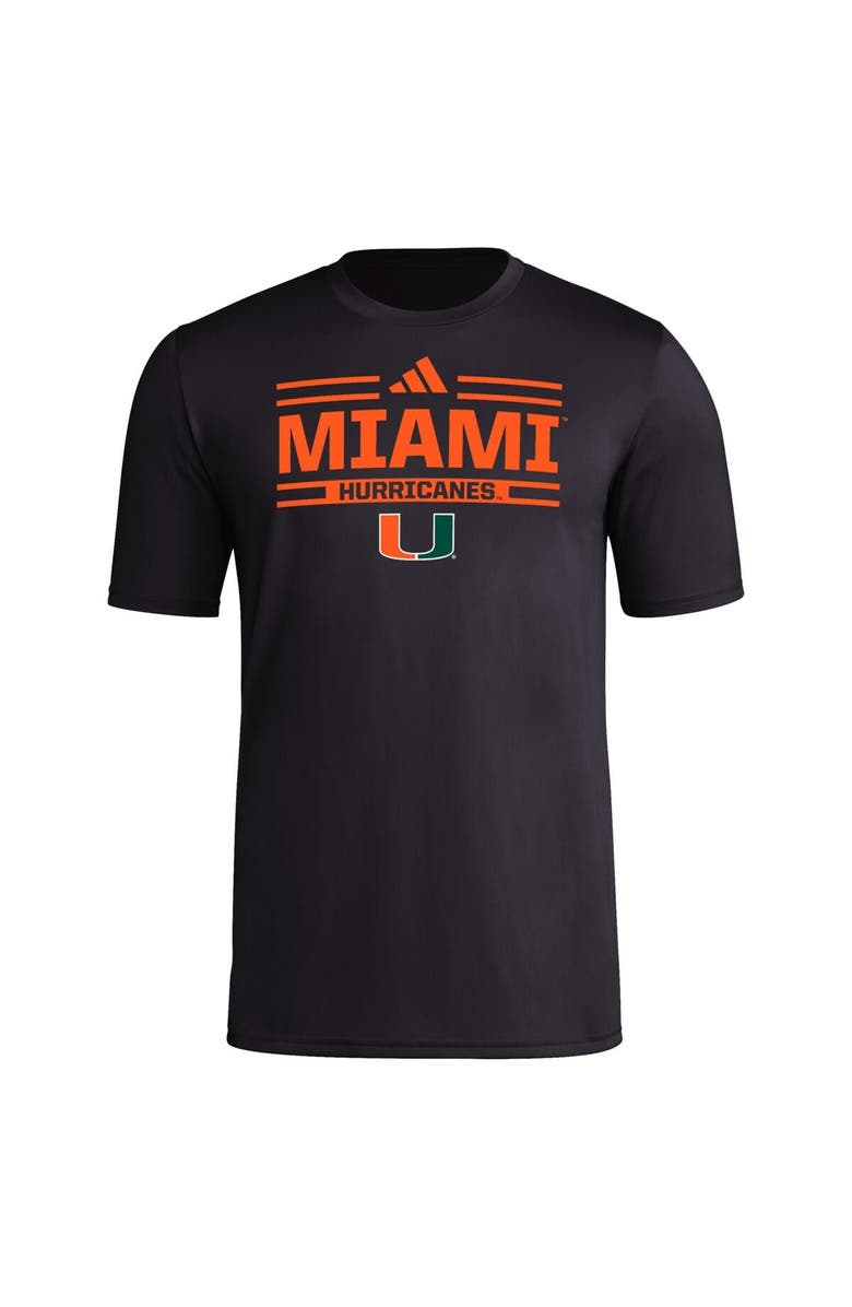 adidas Men's adidas Black Miami Hurricanes Strategy Pre-Game T-Shirt, Alternate, color, 