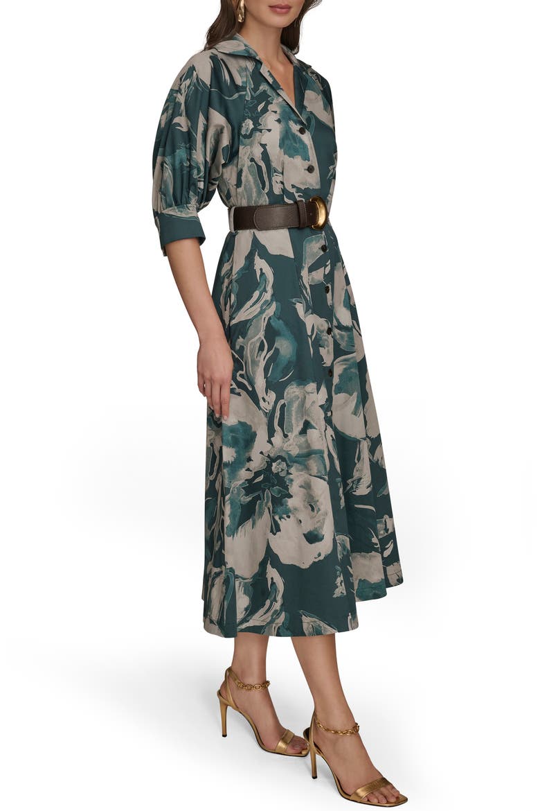 Abstract Floral Belted Midi Shirtdress, Alternate, color, HUDSON/WEA
