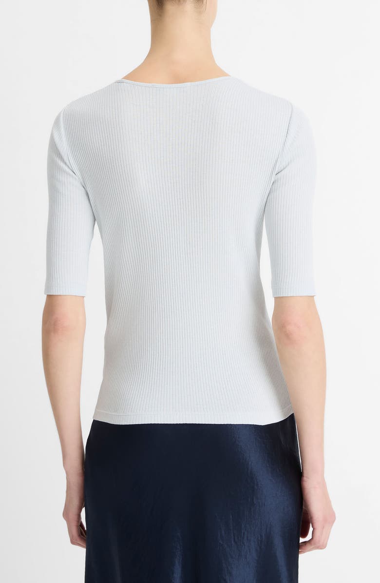 Vince Rib Elbow Sleeve Cotton Top, Alternate, color, Opal Grey