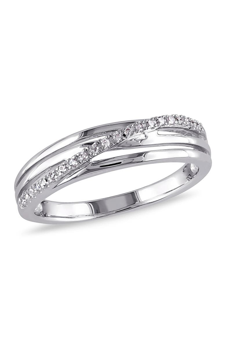 Sterling Silver Wrapped Diamond Row Ring - 0.06 ctw, Main, color, SILVER