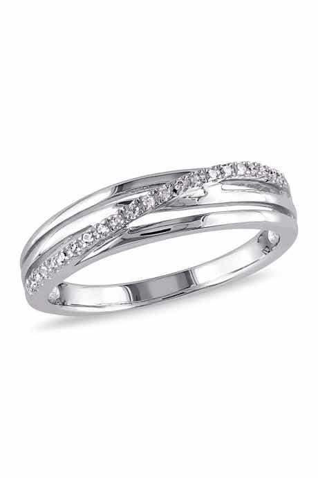 DELMAR Sterling Silver Wrapped Diamond Row Ring - 0.06 ctw