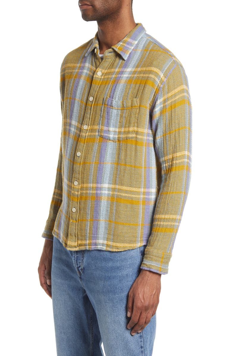 Corridor Acid Plaid Cotton Button-Up Shirt, Alternate, color,