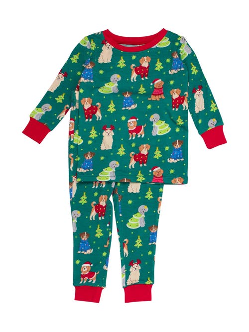 Rufflebutts Gender Inclusive Softsnooze Long Sleeve Pajama Set In Green