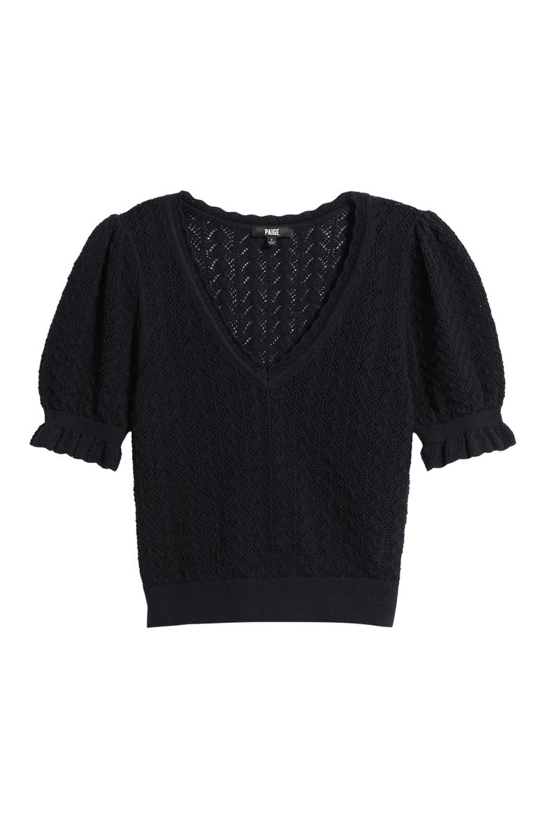 Haisley Pointelle Stitch Organic Cotton & Silk Blend Sweater, Alternate, color, DEEP NAVY