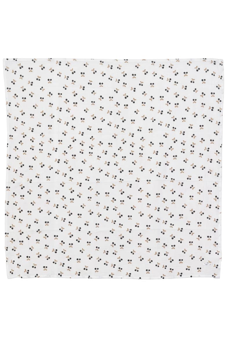 Cherry Crinkle Cotton Canvas Tag Swaddle, Main, color, White