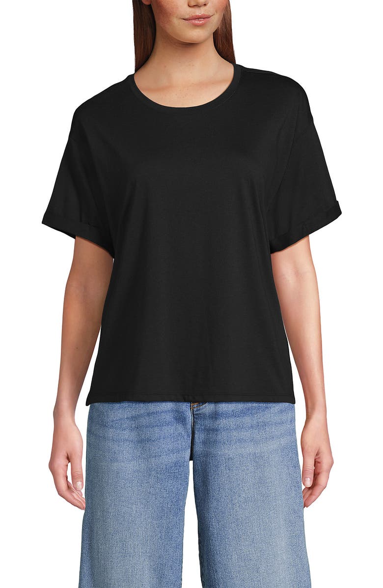 Lands' End Oversized Supima Short Sleeve Crew Neck T-Shirt, Alternate, color, 