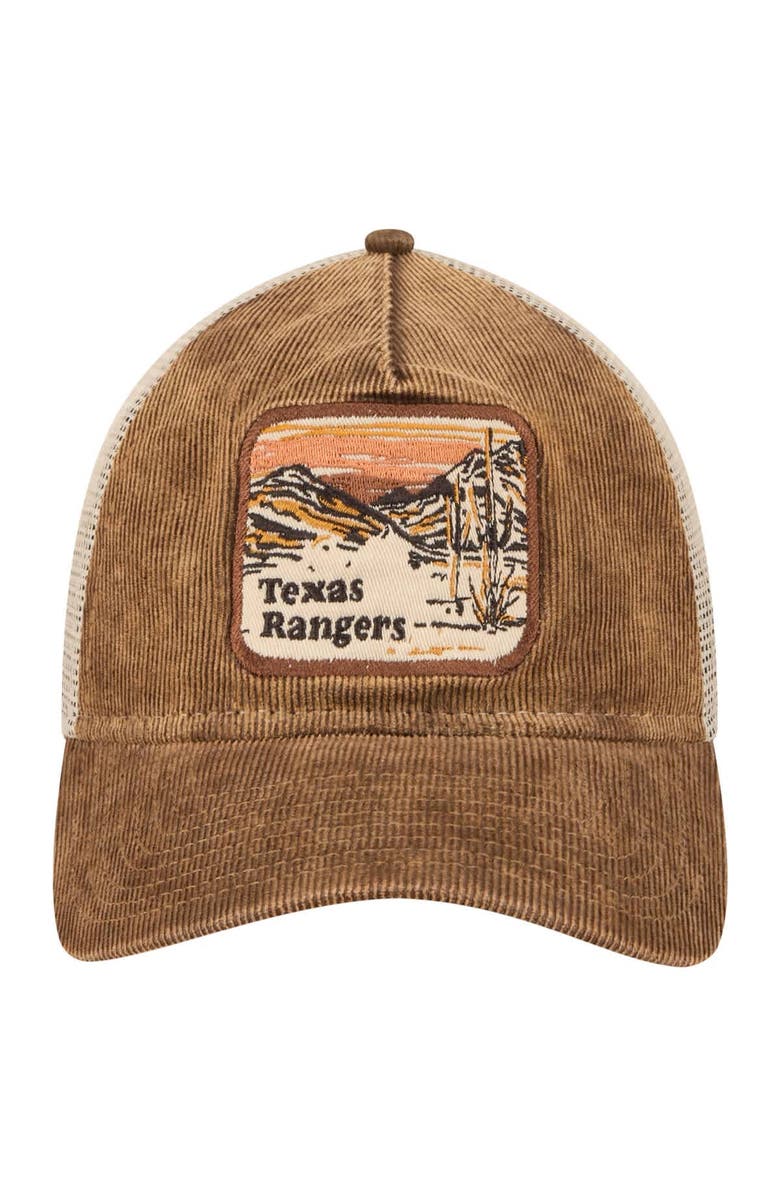 New Era Men's New Era Dark Brown Texas Rangers Vintage Landscape 9TWENTY A-Frame Adjustable Trucker Hat, Alternate, color, 