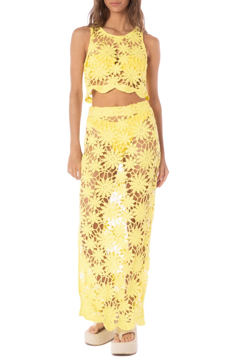Adelaide Open Stitch Cover-Up Top, Alternate, color, BRIGHT YELLOW