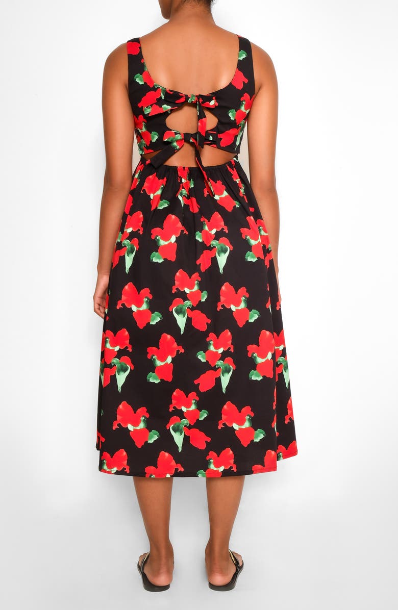 The Lulo Project Breeze Stretch Cotton Sundress, Alternate, color, Orange Bloom Black