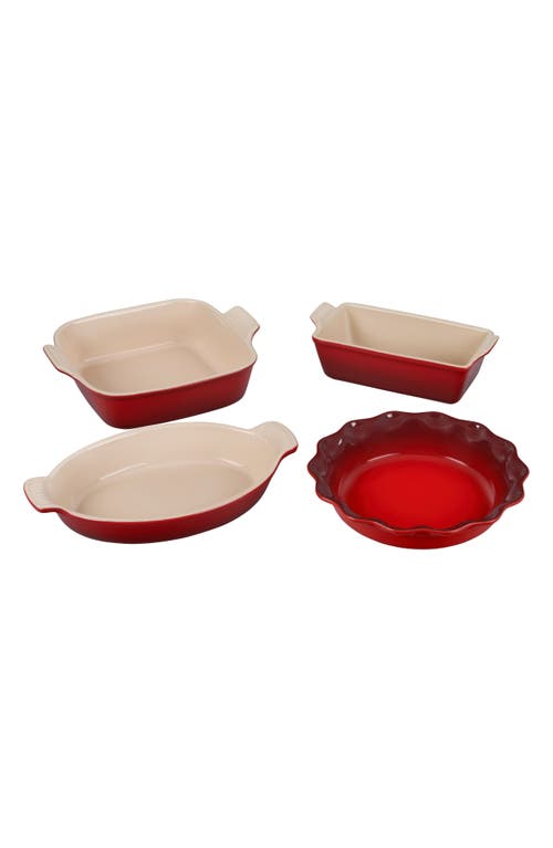 Le Creuset Stoneware 4-pc. Heritage Bakeware Essentials Set In Cerise