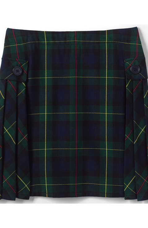 School Uniform Girls Side Pleat Plaid Skort Above Knee