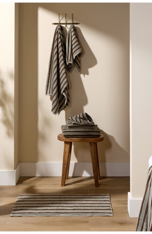 Parachute Resort Stripe Organic Cotton Bath Mat In Brown