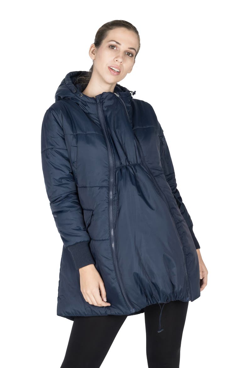 3-in-1 Hooded Maternity Puffer Jacket, Alternate, color, NAVY