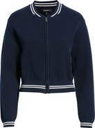Bernardo Varsity Zip-Up Cotton Sweater