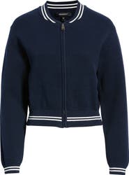 Bernardo Varsity Zip-Up Cotton Sweater