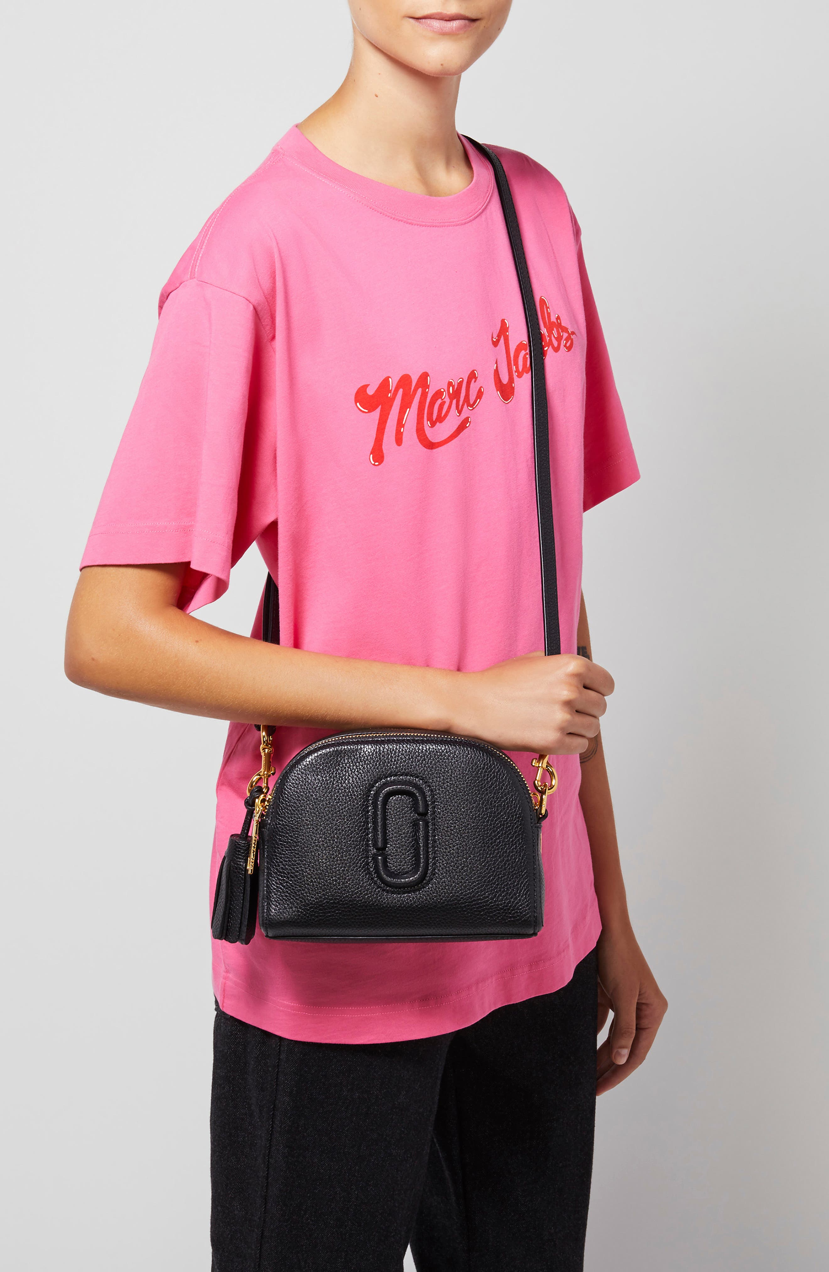 The Shutter Leather Crossbody Bag, Alternate, color, BLACK