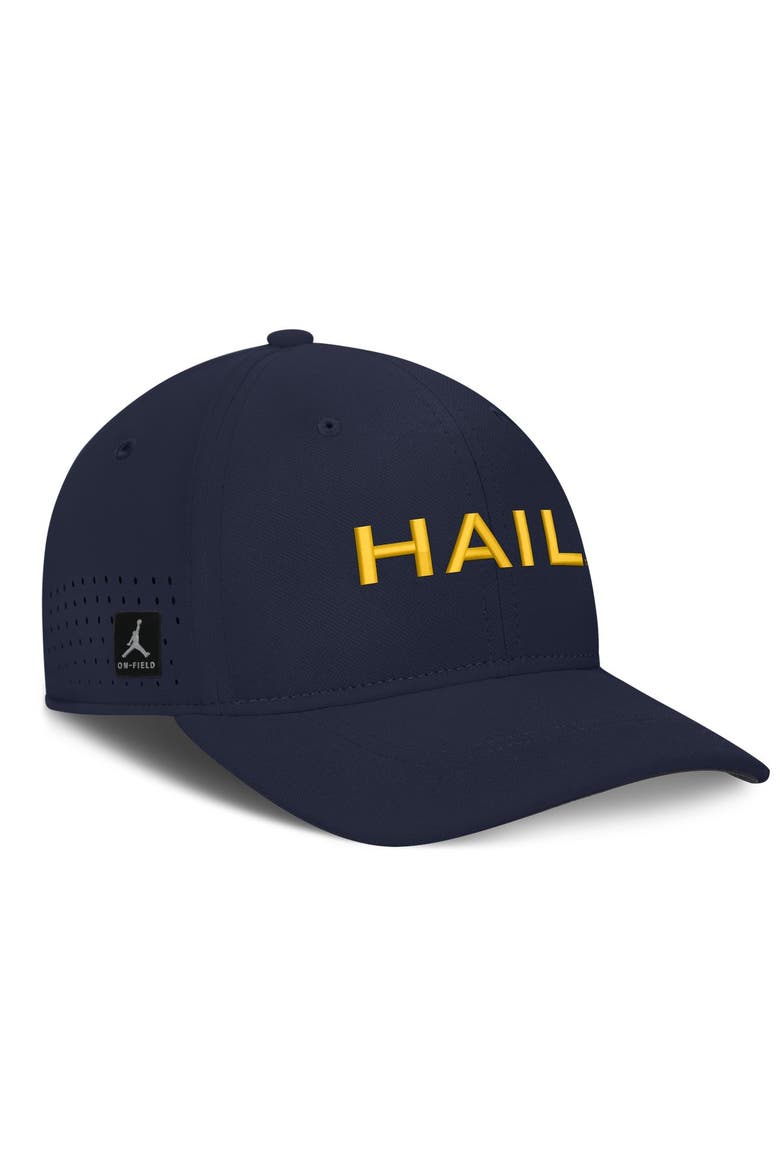 Men's Jordan Brand Navy Michigan Wolverines Gameday Aerobill Swooshflex Dri-FIT Hat, Alternate, color, Navy