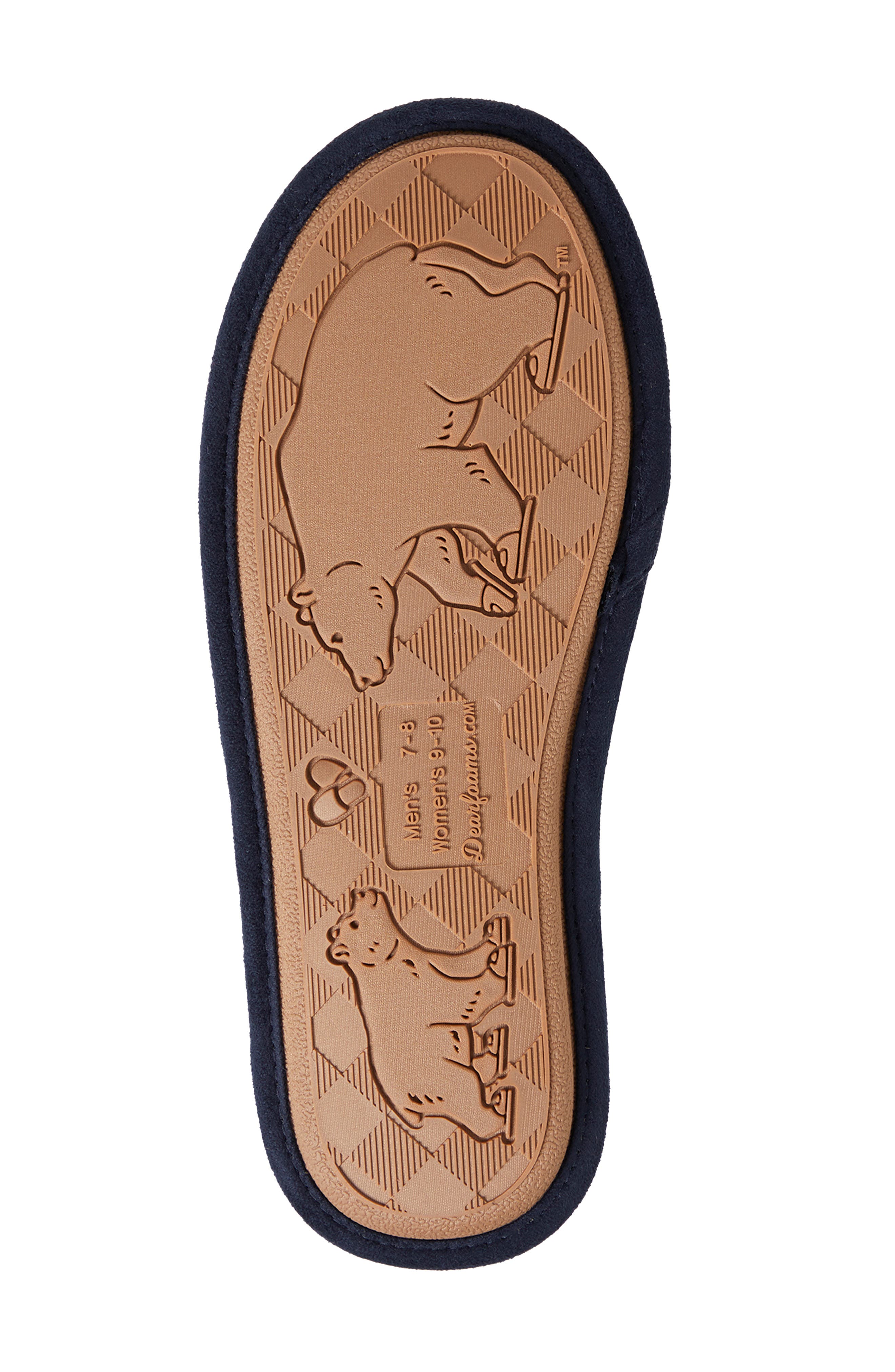 DEARFOAMS Carson Grandbear Faux Shearling Slipper, Alternate, color, Navy Plaid