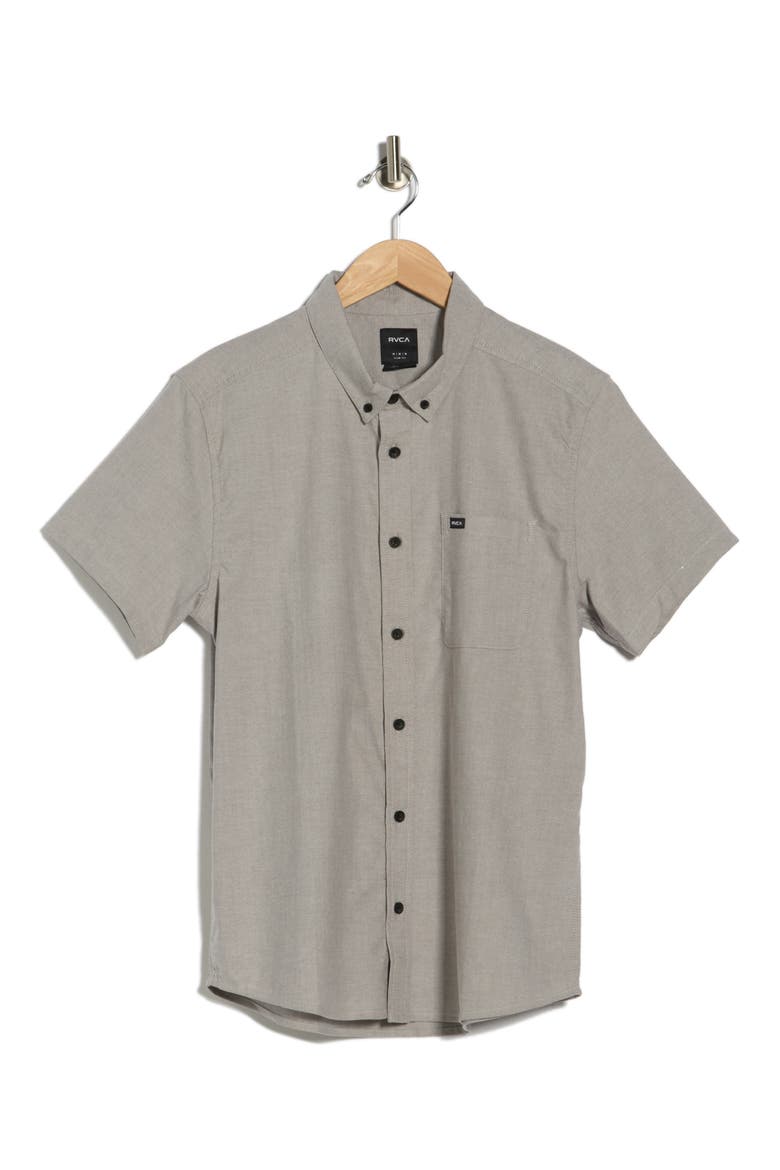 That'll Do Slim Fit Solid Short Sleeve Button-Down Shirt, Alternate, color, PAVEMENT